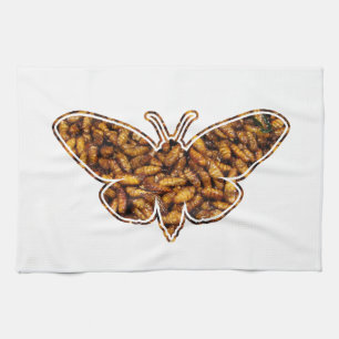 Bombyx Mori Silk Moth Life Cycle Silhouette Tea Towel