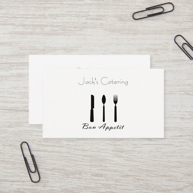 Bon Appetit and Silverware Business Card (Front/Back In Situ)