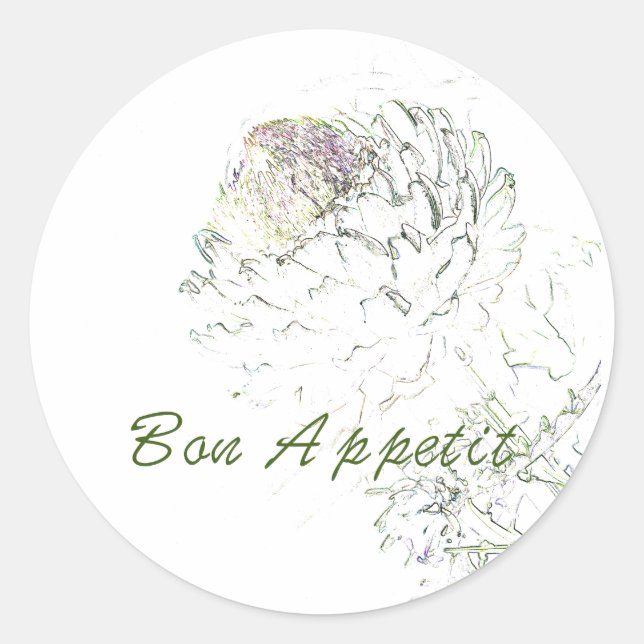 Bon appétit Artichoke Classic Round Sticker (Front)