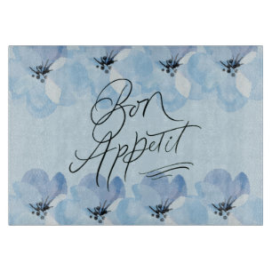 Bon Appetit Blue Floral Kitchen Cutting Board