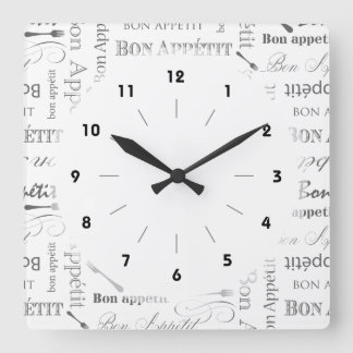 Bon Appetit Classic Vintage French Black and White Square Wall Clock