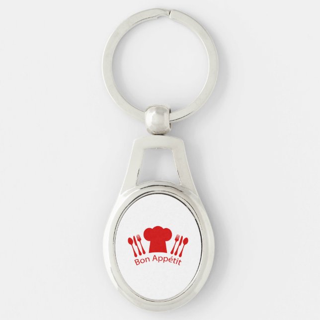 Bon Appetit Elegant Chef Hat Key Ring (Front)