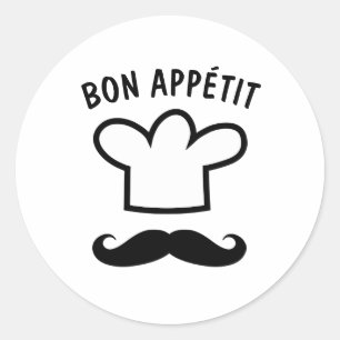 Bon appétit food stickers with funny moustache