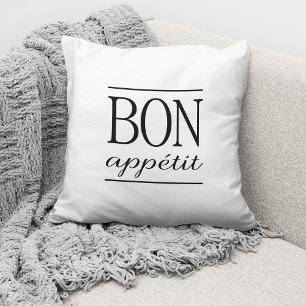 BON APPETIT Foodie Kitchen Typography Quote Cushion