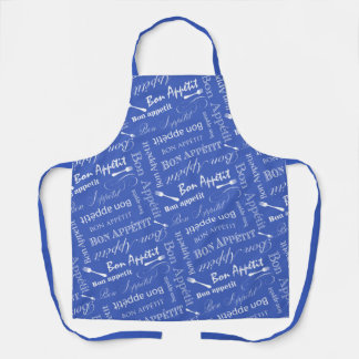 Bon Appetit French Chef Blue and White Pattern Apron