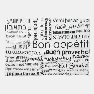 Bon appetit in other languages tea towel