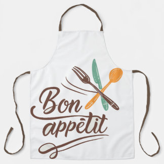 Bon Appétit Kitchen Decor Cutlery Illustration Apron
