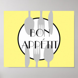 bon appetit  kitchen quote bold modern chic poster