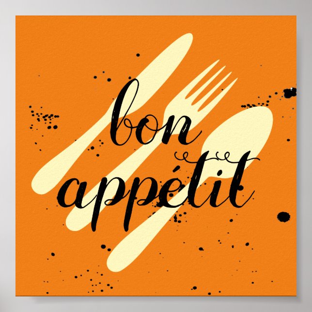 bon appetit  kitchen quote word art modern style poster (Front)