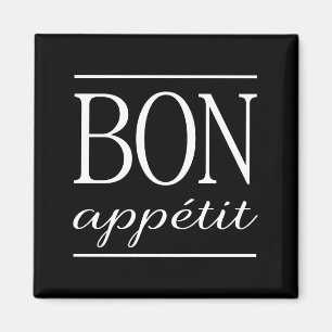 BON APPETIT Kitchen Typography Quote Black Magnet