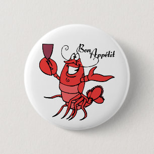 Bon Appetit Lobster 6 Cm Round Badge