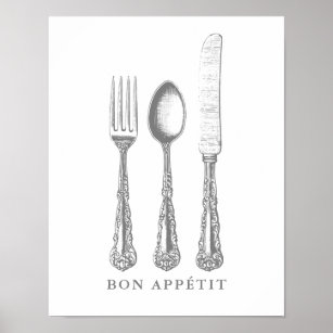 Bon appétit poster French quote template