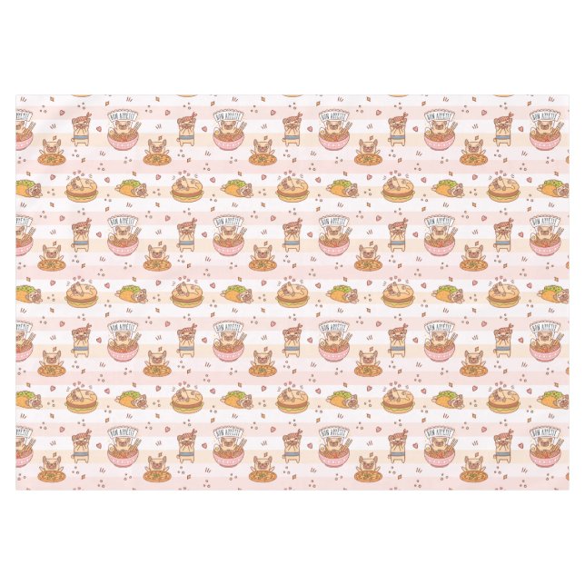 Bon Appetit Pug Food Tablecloth (Front (Horizontal))