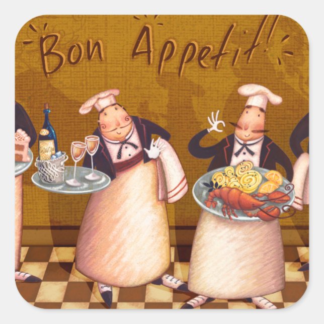 Bon Appétit Square Sticker (Front)