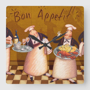 Bon Appétit Square Wall Clock