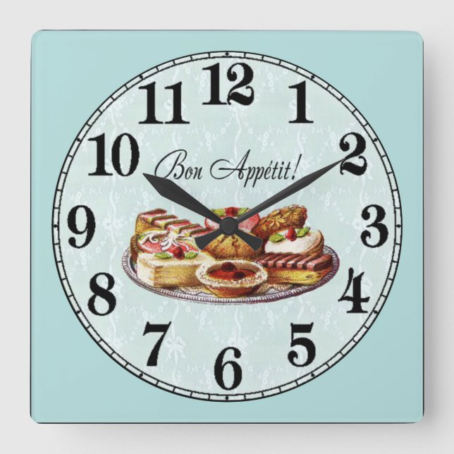 Bon Appetit! Square Wall Clock (Front)