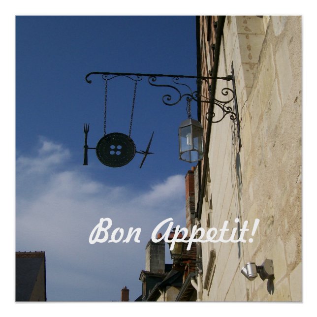 Bon Appetit!  Utensils Cafe Sign in France (Front)