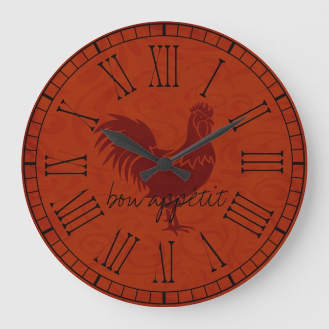 Bon Appetit Vintage Country Rooster Large Clock (Front)