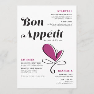 Bon Appetit Wedding Dinner Menu