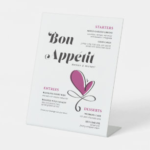 Bon Appetit Wedding Dinner Menu Pedestal Sign