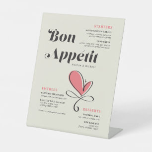 Bon Appetit Wedding Dinner Salmon Heart  Pedestal  Sign