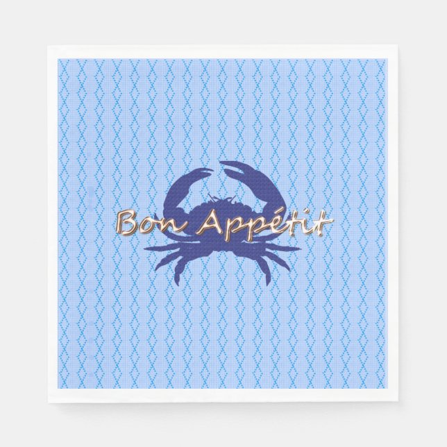 Bon-Appetite--BLUE_Crab-diamond--Celebrate Napkin (Front)
