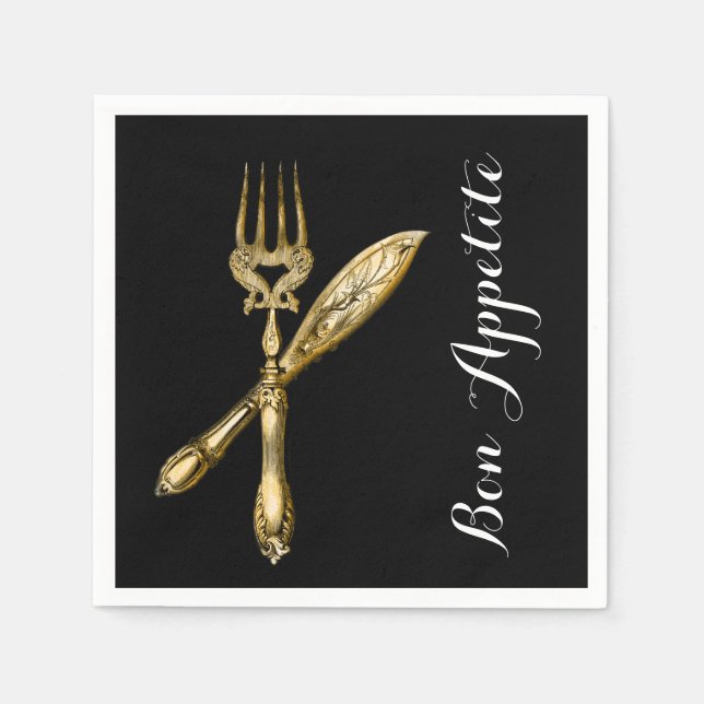 Bon appetite knife fork businesses napkin (Front)