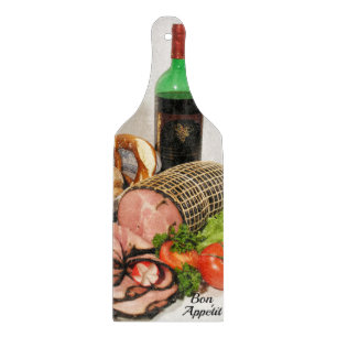 Bon Appetite Wine & Cheese Good Food Glass Paddle Cutting Board