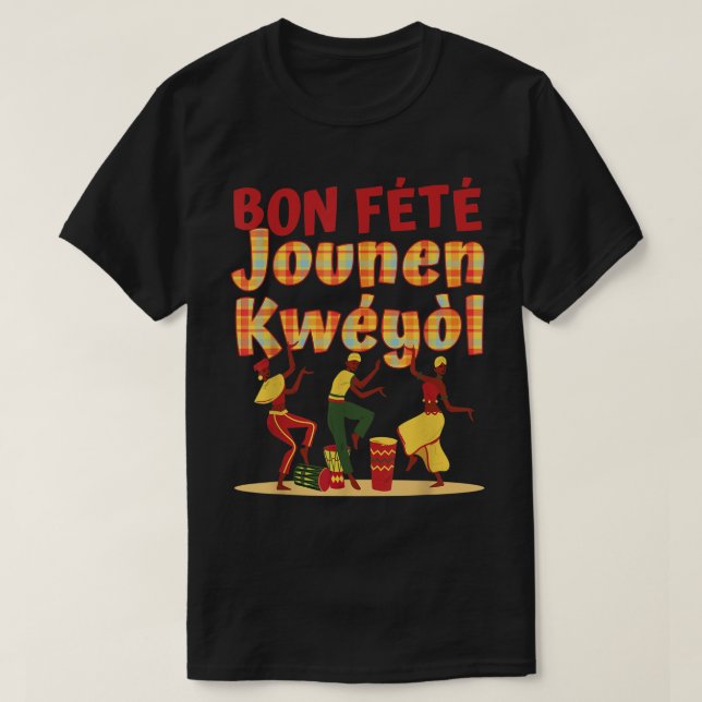 Bon Fete Jounen Kweyol - Happy Creole Day Madras P T-Shirt (Design Front)