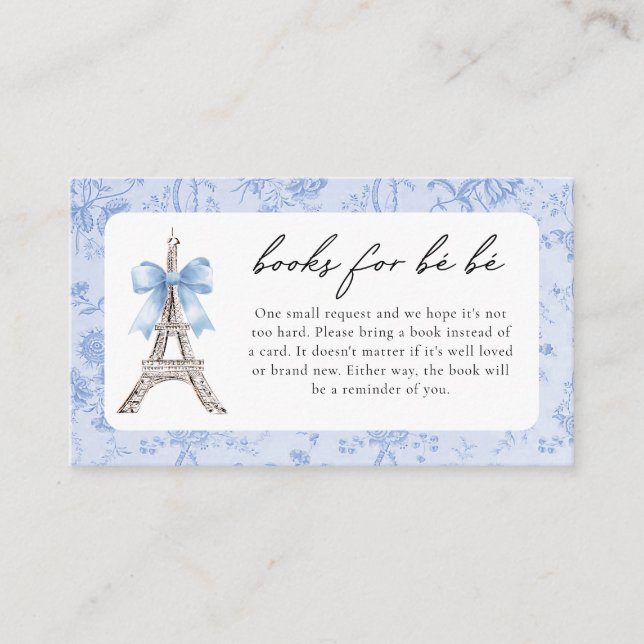 Bon Jour Be Be French Toile Blue Baby Shower  Enclosure Card (Front)