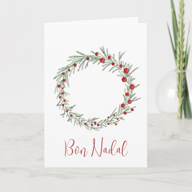 Bon Nadal, Catalan Christmas wreath Holiday Card (Front)