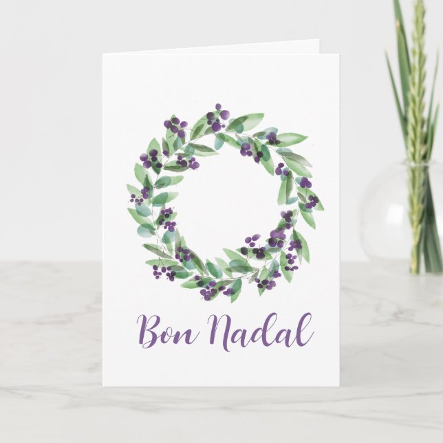 Bon Nadal, Catalan Christmas wreath Holiday Card (Front)