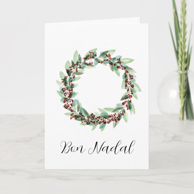 Bon Nadal, Catalan Christmas wreath Holiday Card (Front)