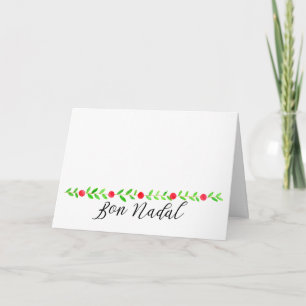 Bon Nadal, Watercolor Christmas banner Holiday Card