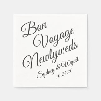 Bon Voyage Black n White Personalised Party Napkin