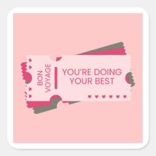 Bon Voyage Card,Good Luck Travel Card Square Sticker