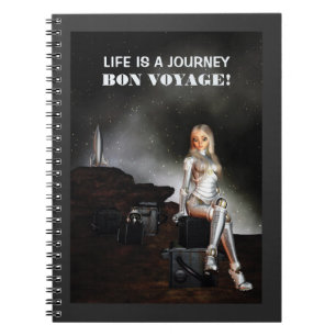 Bon Voyage! Cute female. Happy space Notebook