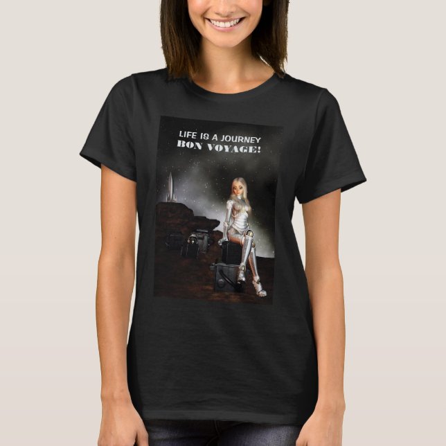 Bon Voyage! Cute female. Happy space T-Shirt (Front)