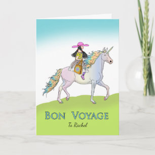 Bon Voyage for Girl, Unicorn Adventure Card