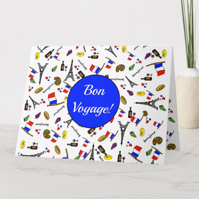 Bon Voyage French Themed Greetings Card (Front)