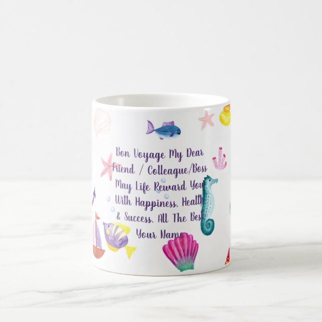 Bon Voyage Gift Personalised Sea Creature Themed Coffee Mug (Center)