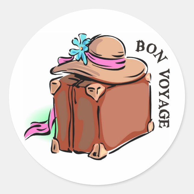 Bon Voyage, have a good trip! Luggage & hat Classic Round Sticker (Front)