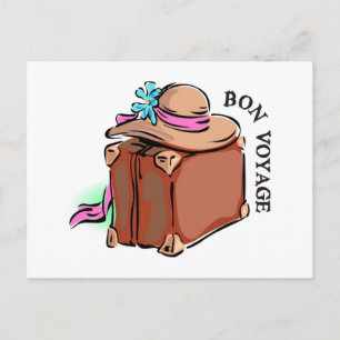 Bon Voyage, have a good trip! Luggage & hat Postcard
