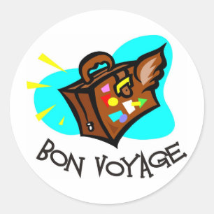 Bon Voyage, have a good trip! Winged suitcase Classic Round Sticker