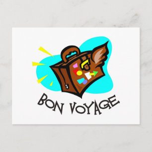Bon Voyage, have a good trip! Winged suitcase Postcard