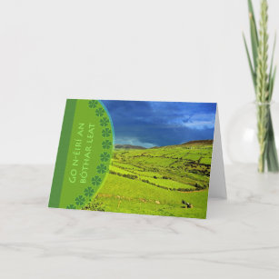 Bon Voyage Irish Gaelic Greeting, Irish Landscape Card