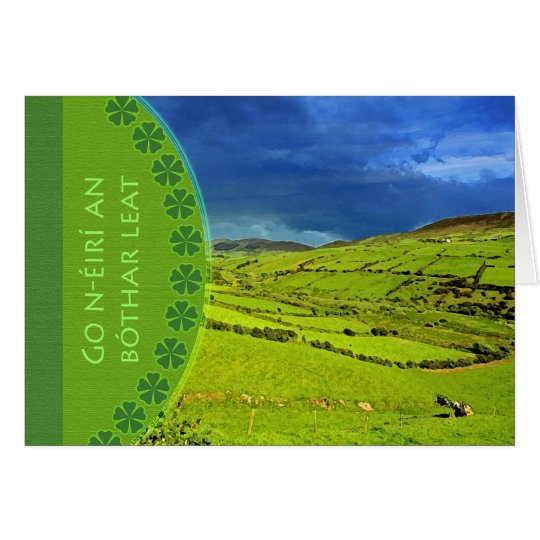 Bon Voyage Irish Gaelic Greeting, Irish Landscape Card