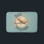 Bon Voyage Let's travel the world design Bath Mat<br><div class="desc">Let's travel illustration with world map and aeroplane decoration on turquoise background and "Bon Voyage" text design for everybody who likes travelling. You can change the background colour easily. It is easy to customise it by changing the names/date/text etc.</div>
