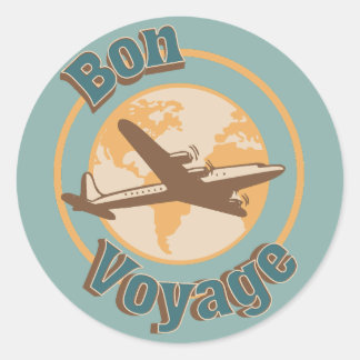 Bon Voyage Let's travel the world design Classic Round Sticker
