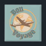 Bon Voyage Let's travel the world design Magnet<br><div class="desc">Let's travel illustration with world map and aeroplane decoration on turquoise background and "Bon Voyage" text design for everybody who likes travelling. You can change the background colour easily. It is easy to customise it by changing the names/date/text etc.</div>